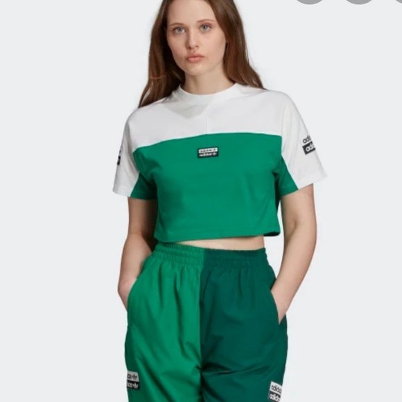 green adidas crop top